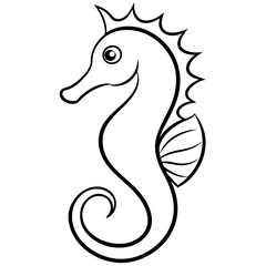 Elegant Seahorse with Curled Tail and Fins – Vector Art