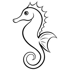 Obraz premium Elegant Seahorse with Curled Tail and Fins – Vector Art