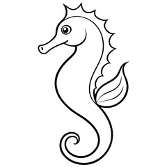 Elegant Seahorse with Curled Tail and Fins – Vector Art