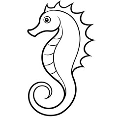 Elegant Seahorse with Curled Tail and Fins – Vector Art