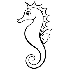 Elegant Seahorse with Curled Tail and Fins – Vector Art