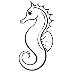 Elegant Seahorse with Curled Tail and Fins – Vector Art