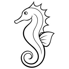 Elegant Seahorse with Curled Tail and Fins – Vector Art