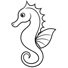 Elegant Seahorse with Curled Tail and Fins – Vector Art