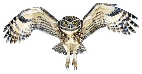 PNG Detailed illustration of flying owl
