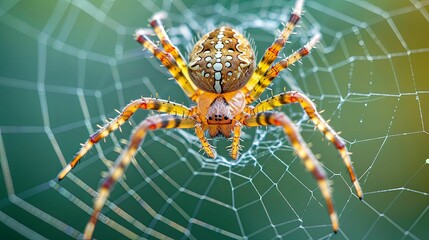 A Close-Up of a Spider on its Web, Capturing the Intricate Details of its Body and the Web's Structure