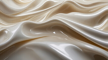 Obraz premium Abstract flowing waves in gold and white, smooth and shiny surface with flowing, fluid curves and lines.
