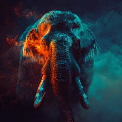 Obraz premium Vibrant Interpretation of an Elephant in Captivating Digital