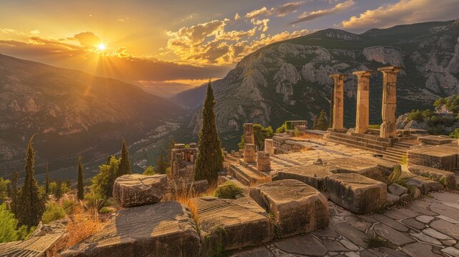 Ancient Ruins at Sunset