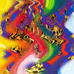 Colorful fashion print leopard designs.Fabric fashion pattern.Wave textile print design,illustration.Fractal colorful pattern.Print pattern illustration.New season fabric print.Textile fashion pattern