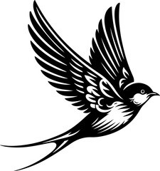 Bird silhouette vector style with white background