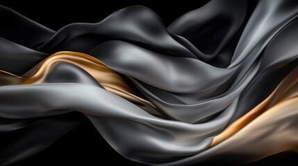 Fototapeta premium An abstract depiction of flowing fabric with metallic gold highlights, creating a sense of movement.