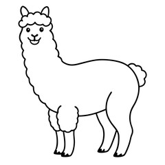 Minimalist Alpaca Fluffy Body & Graceful Neck Vector Art