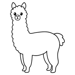 Minimalist Alpaca Fluffy Body & Graceful Neck Vector Art