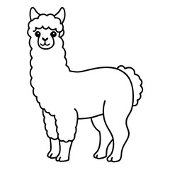 Minimalist Alpaca Fluffy Body & Graceful Neck Vector Art