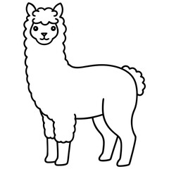 Minimalist Alpaca Fluffy Body & Graceful Neck Vector Art