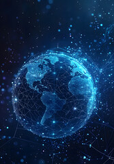 Obraz premium The blockchain technology futuristic hud background includes a globe and peer-to-peer blockchain polygon network. The global cryptocurrency fintech business banner concept is low polygon and arranged