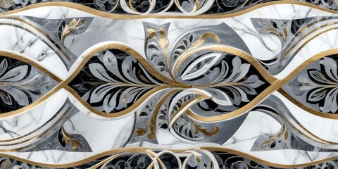 modern abstract pattern with curved shapes and metallic 