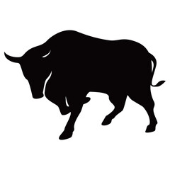 black bull silhouette design. wild buffalo sign and symbol.