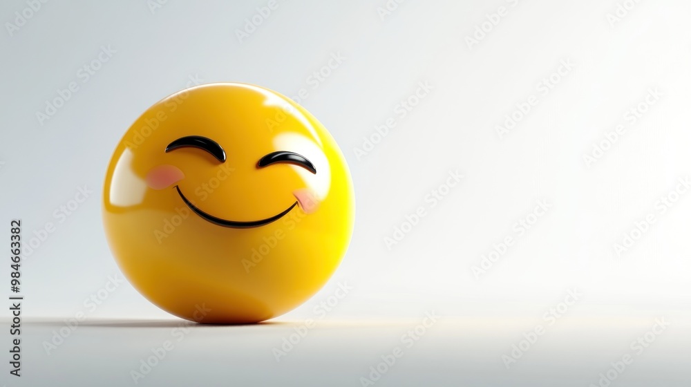 Sticker A cheerful yellow smiley face with a joyful expression, symbolizing happiness and positivity.