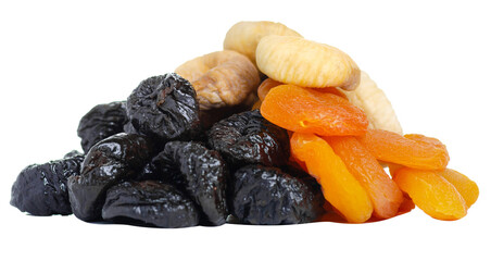 dried fruit apricots, prunes, figs isolation