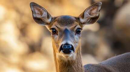 Fototapeta premium A close-up of a deer showcasing its expressive eyes and delicate features.