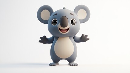 Fototapeta premium A cheerful cartoon koala with a friendly expression and outstretched arms.