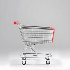 Empty shopping cart on a plain background