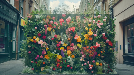 Obraz premium A fashion marketing initiative that plants seeds in public spaces, growing living billboards of flowers and plants that spell out brand messages