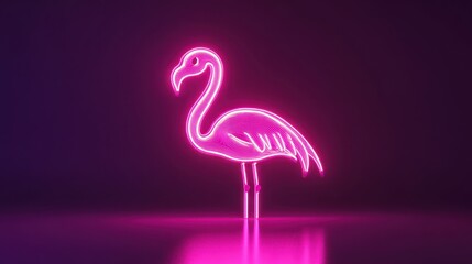 A glowing neon flamingo silhouette against a dark background, creating a vibrant visual effect.