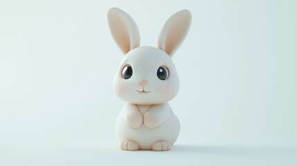 A cute, stylized rabbit figure with large eyes, designed for playful aesthetics.