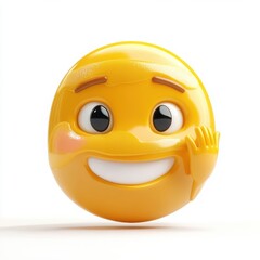 Fototapeta premium A 3D cartoon emoji gently applying a cooling gel face mask, with a calming and refreshed expression, on a white background 