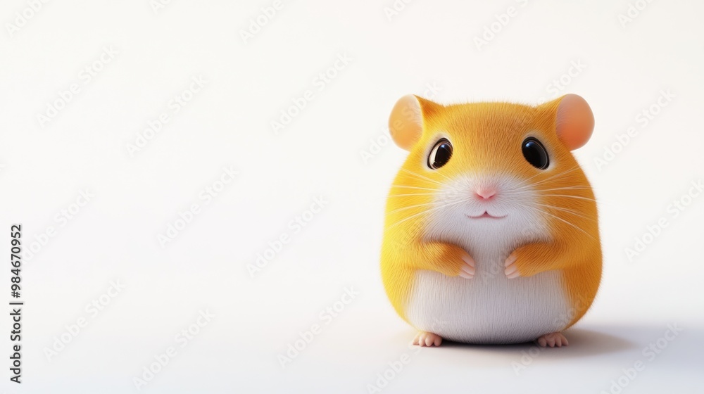 Canvas Prints A cute, cartoonish orange hamster sitting against a plain background.