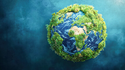 Fototapeta premium A green Earth with trees growing on it