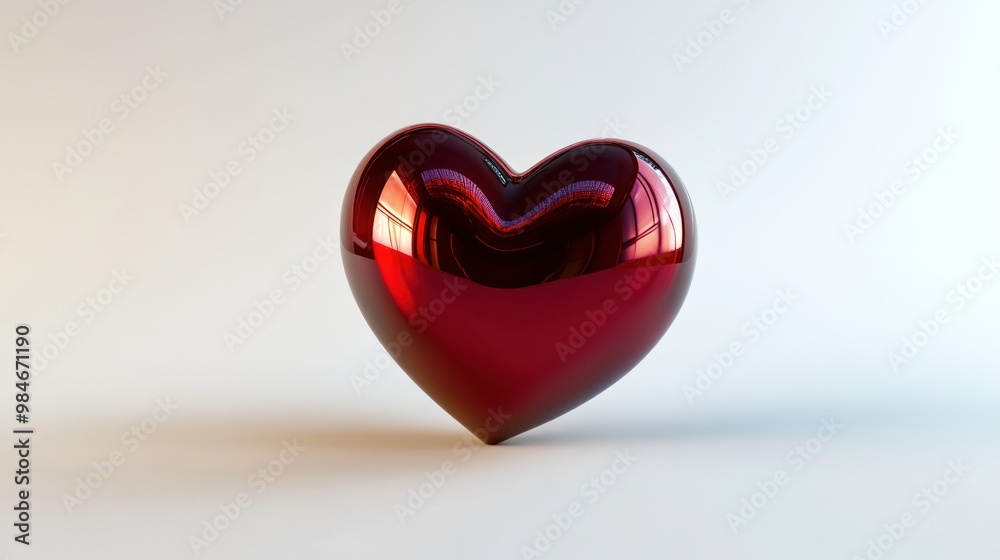 Poster A shiny red heart sculpture on a light background, symbolizing love and affection.