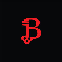 Door Key On Letter Logo Design B