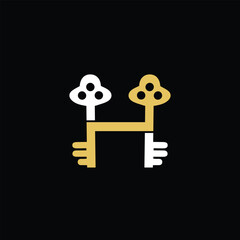 Key On Letter Logo Design H