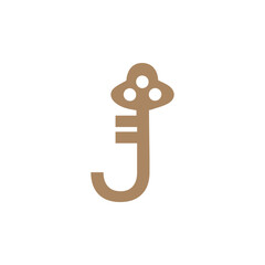 Door Key On Letter Logo Design J