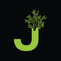 Letter J Initial natural vector logo template. Design