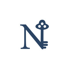 Letter N With Key Logo Vector 