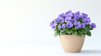 A potted plant filled with vibrant purple flowers, showcasing natural beauty and decor potential.