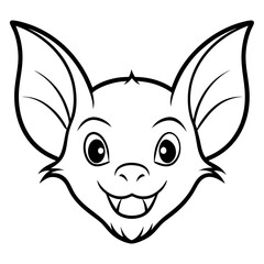 Close-Up Vector of a Bat's Face Pointy Ears and Large Eyes