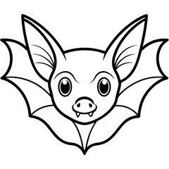 Close-Up Vector of a Bat's Face Pointy Ears and Large Eyes