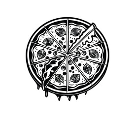 Pizza silhouette vector on white background
