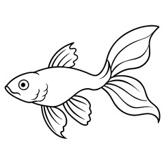 Elegant Guppy Fish with Flowing Tail Fins - Vector Art