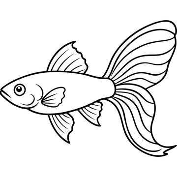 recommend clip art: Elegant Guppy Fish with Flowing Tail Fins - Vector Art