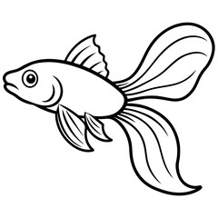 Elegant Guppy Fish with Flowing Tail Fins - Vector Art