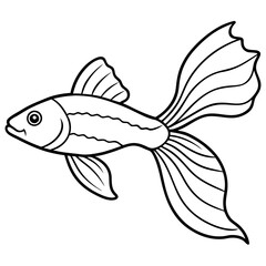 Elegant Guppy Fish with Flowing Tail Fins - Vector Art