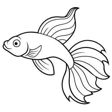 black and white goldfish swimming clip art preview