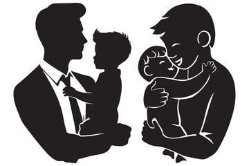 Father day Silhouettes vector illustration